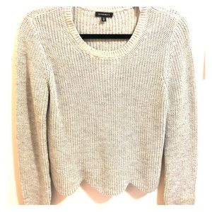 Cropped, scalloped edge sweater